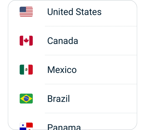 Mango connect step 2, choose VPN server location